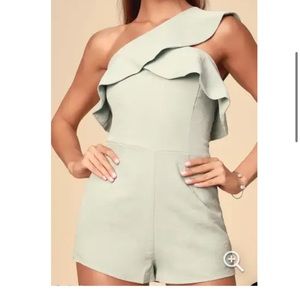 Lulus NWT Mint green one shoulder romper